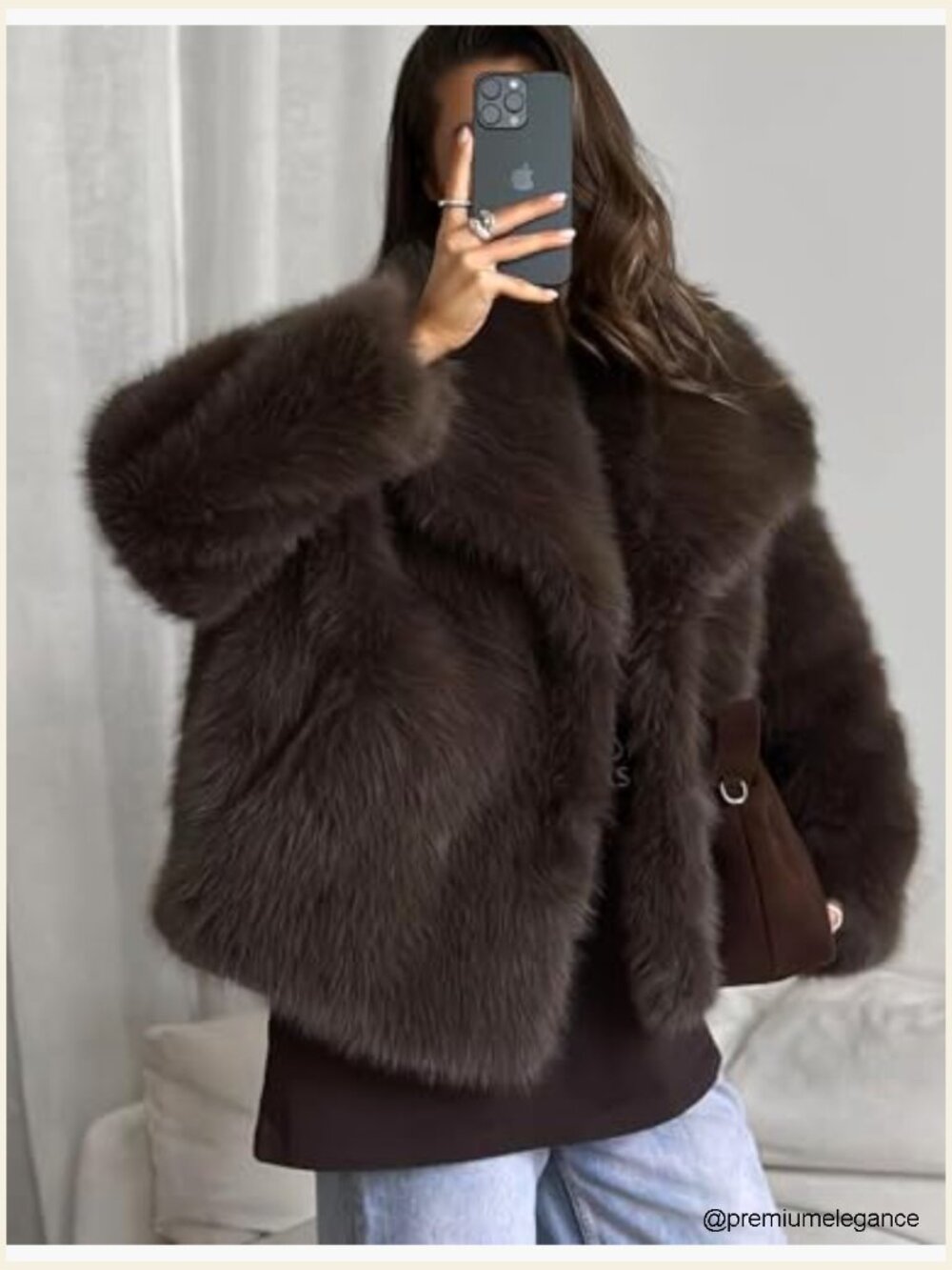 Cropped Faux Fur Coat Lapel Fluffy Shaggy Jacket Winter Warm - Picture 2 of 7